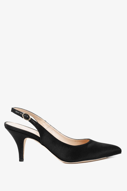 Bally Ciel Black Fabric Slingback Pointed-Toe Heels
