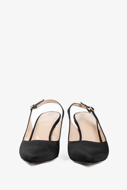 Bally Ciel Black Fabric Slingback Pointed-Toe Heels