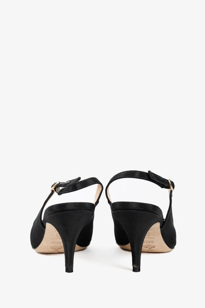 Bally Ciel Black Fabric Slingback Pointed-Toe Heels