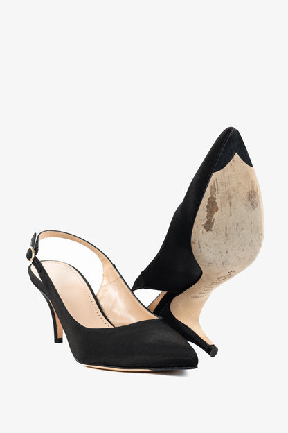 Bally Ciel Black Fabric Slingback Pointed-Toe Heels