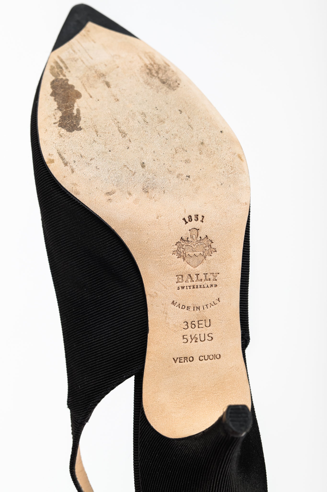 Bally Ciel Black Fabric Slingback Pointed-Toe Heels
