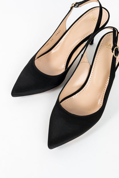 Bally Ciel Black Fabric Slingback Pointed-Toe Heels