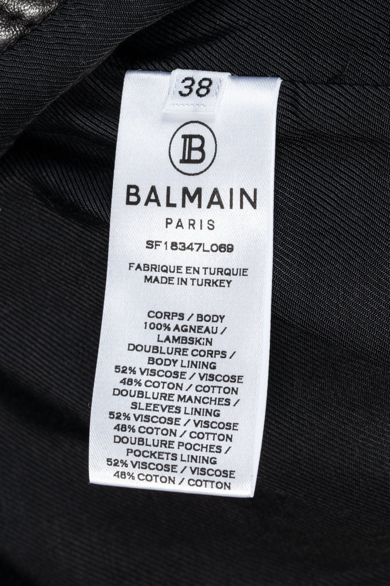 Balmain Black Lambskin-Leather Quilted Biker Jacket