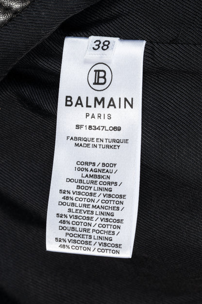 Balmain Black Lambskin-Leather Quilted Biker Jacket