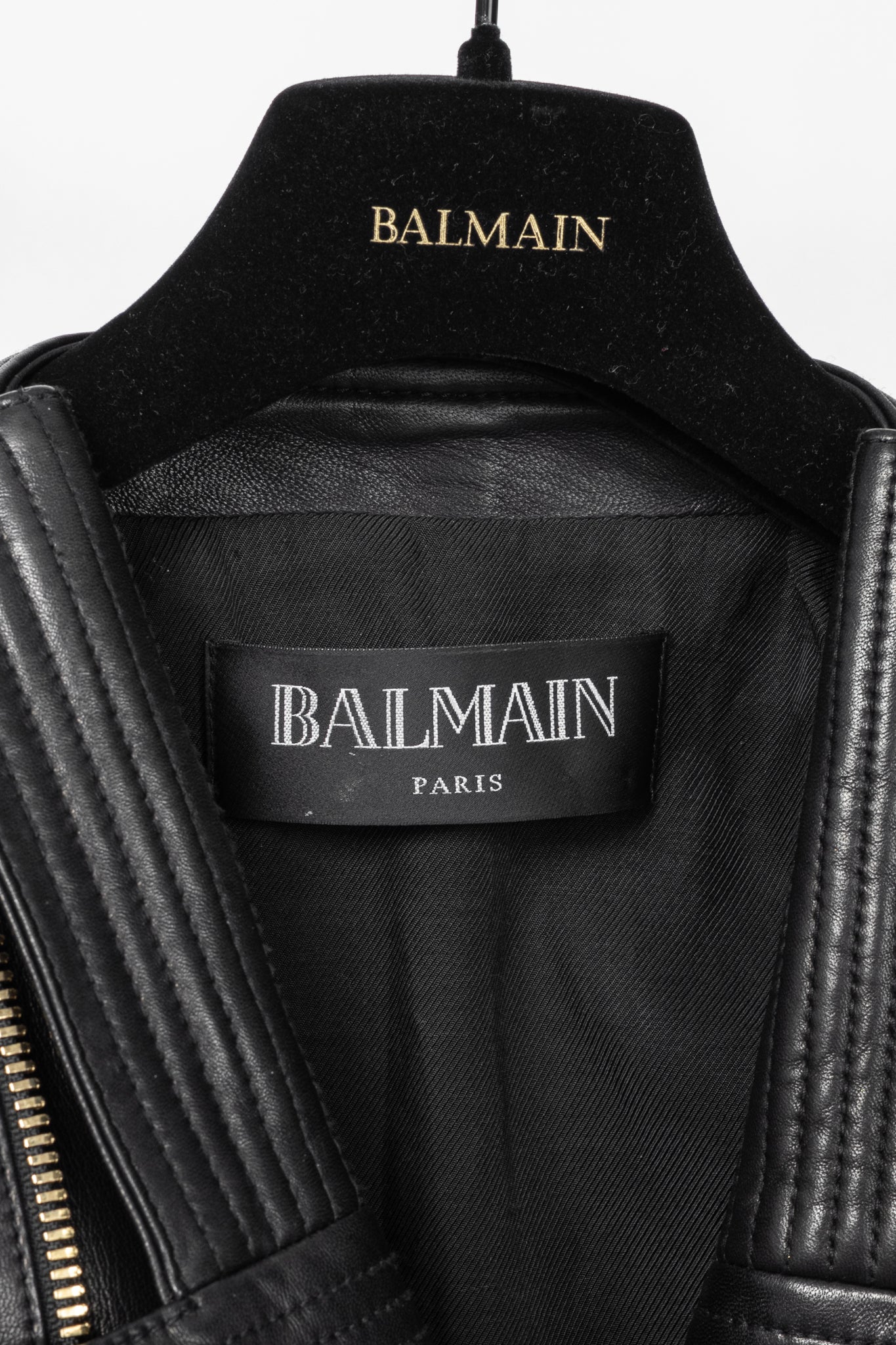 Balmain Black Lambskin-Leather Quilted Biker Jacket