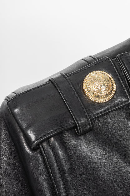 Balmain Black Lambskin-Leather Quilted Biker Jacket