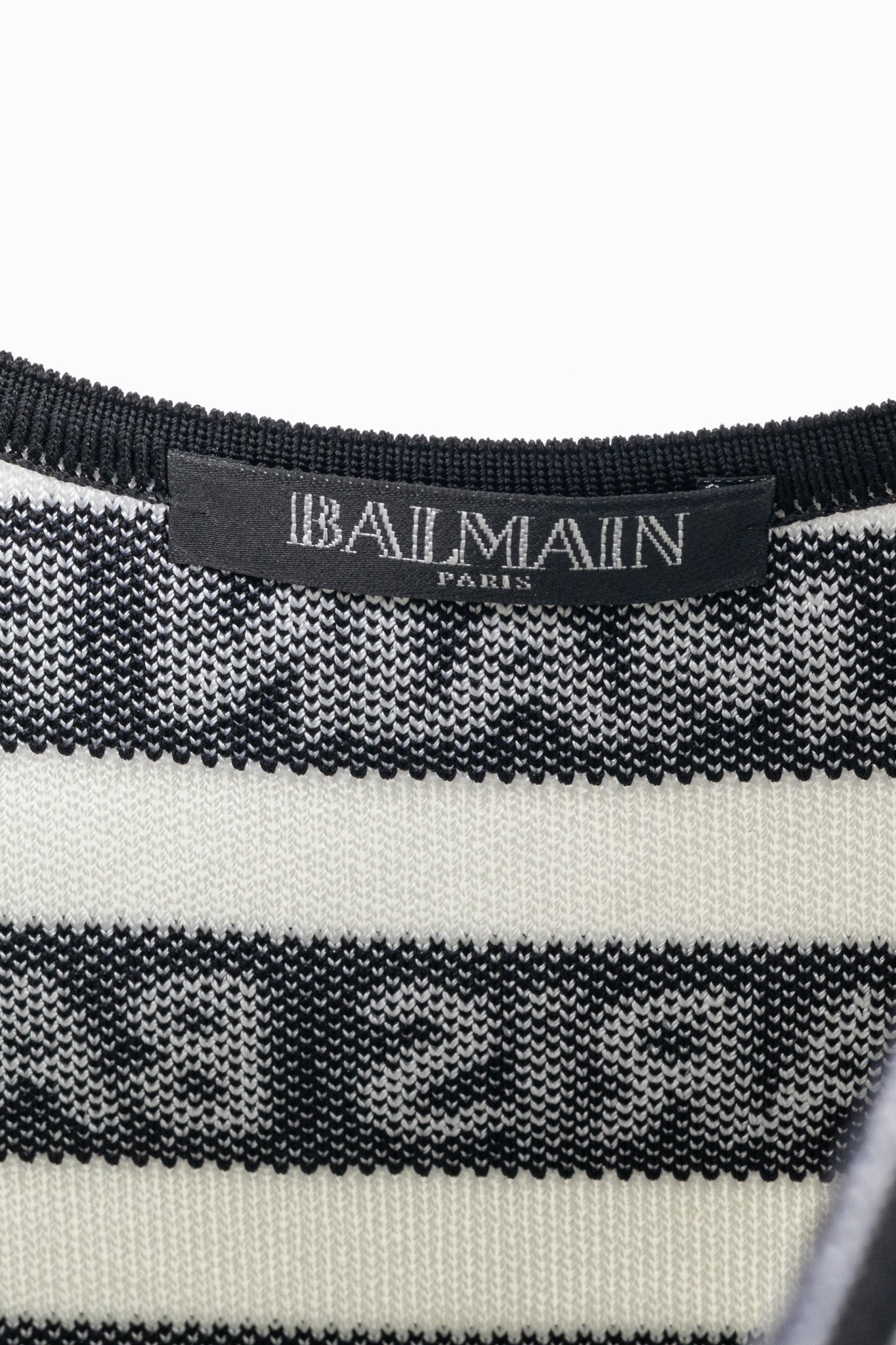 Balmain Black & White Knit All-Over Logo-Stripe Bodysuit