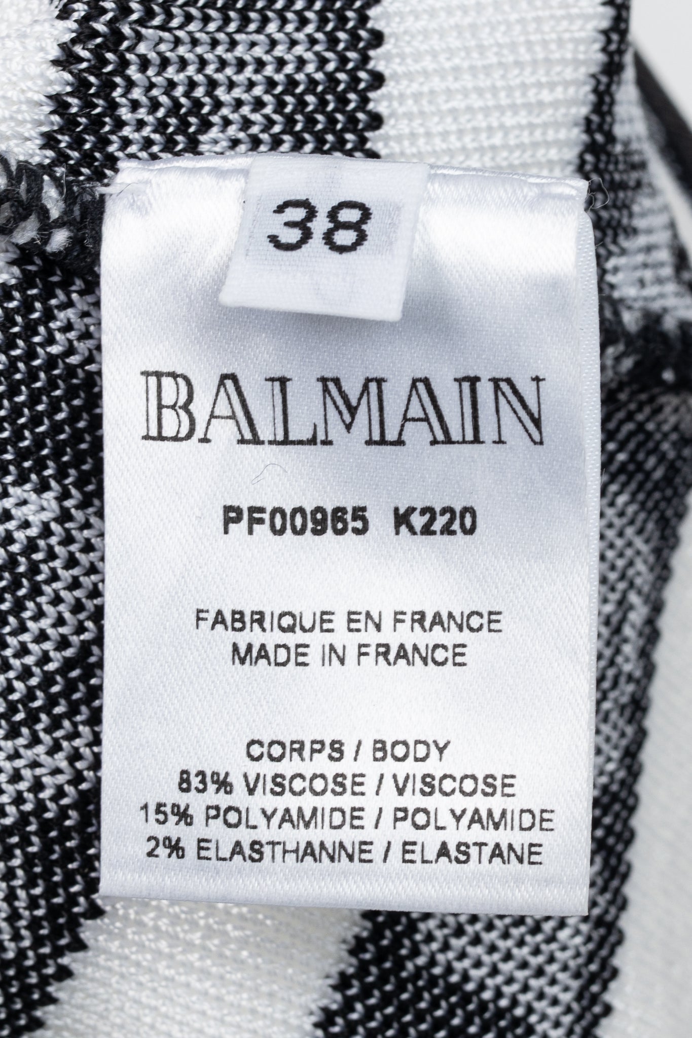 Balmain Black & White Knit All-Over Logo-Stripe Bodysuit