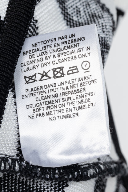 Balmain Black & White Knit All-Over Logo-Stripe Bodysuit