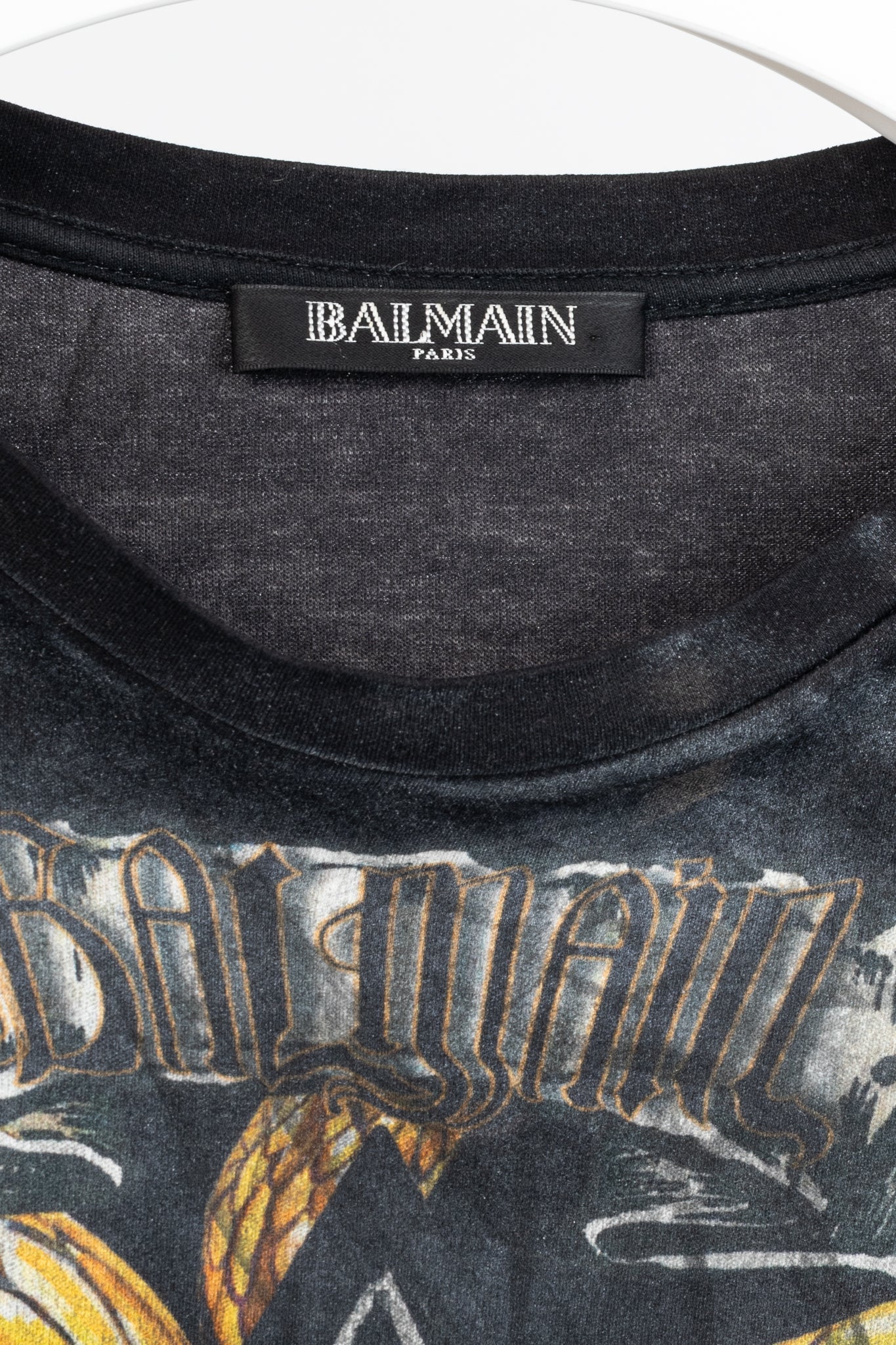 Balmain Black Cotton Distressed 3-Button Graphic Tank