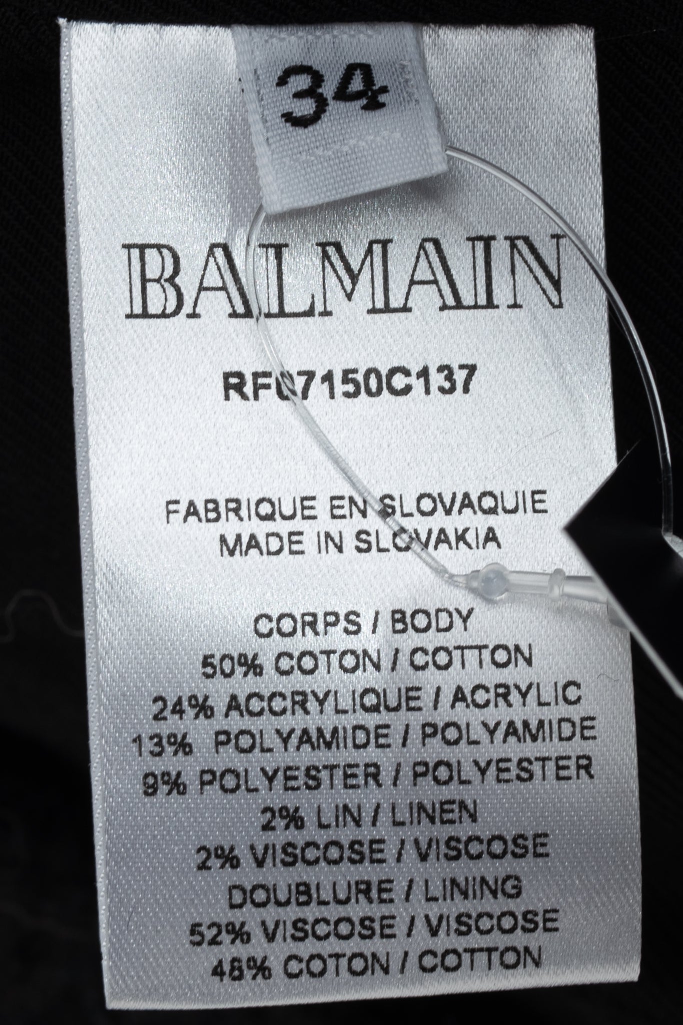 Balmain SS/19 Black Cotton Tweed Double-Breasted Blazer
