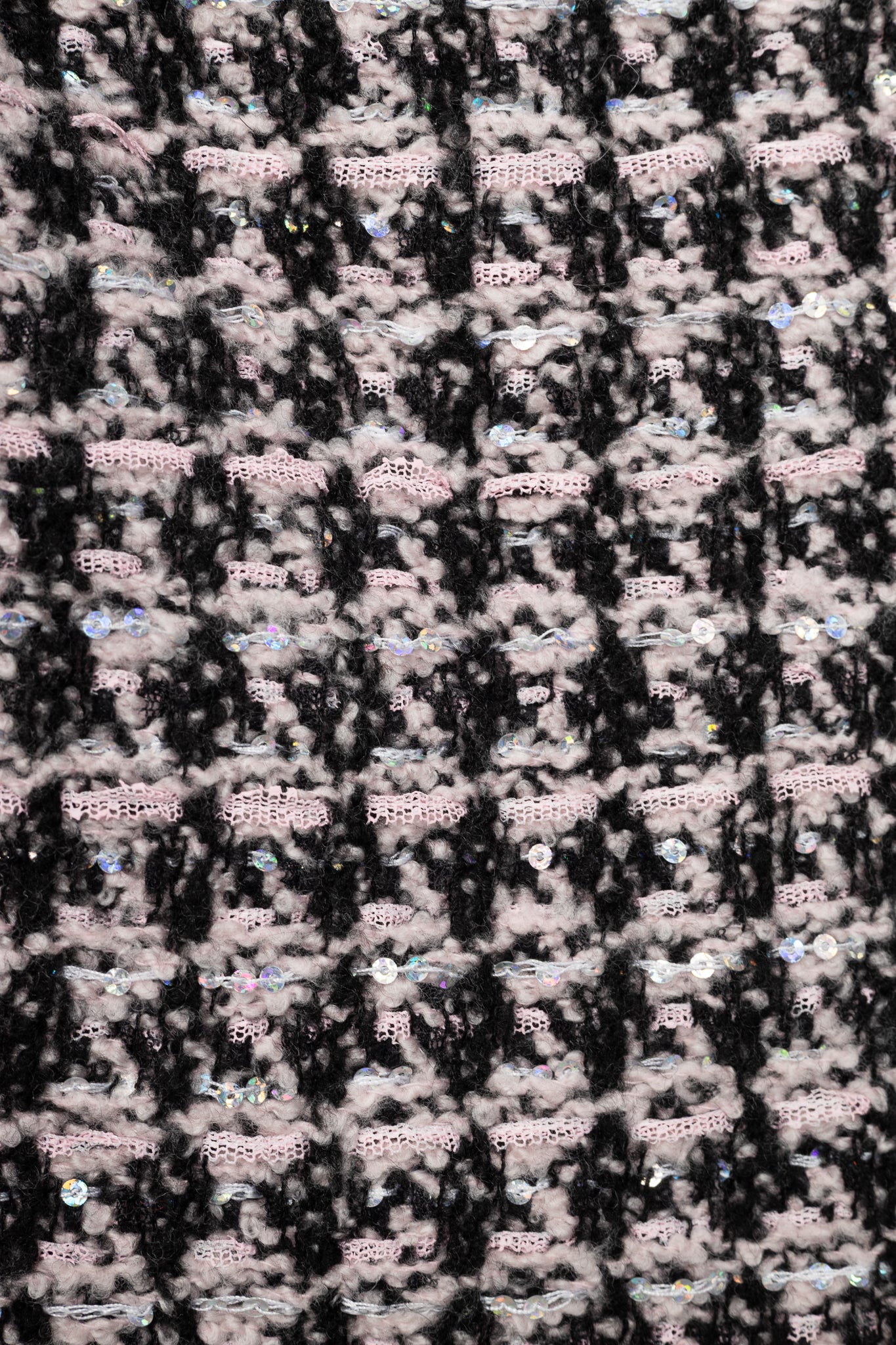 Balmain Pink & Black Sequin Houndstooth Tweed Wrap Mini Skirt