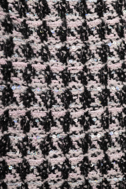 Balmain Pink & Black Sequin Houndstooth Tweed Wrap Mini Skirt