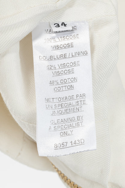 Balmain White Crepe Square-Neck Cropped Bustier