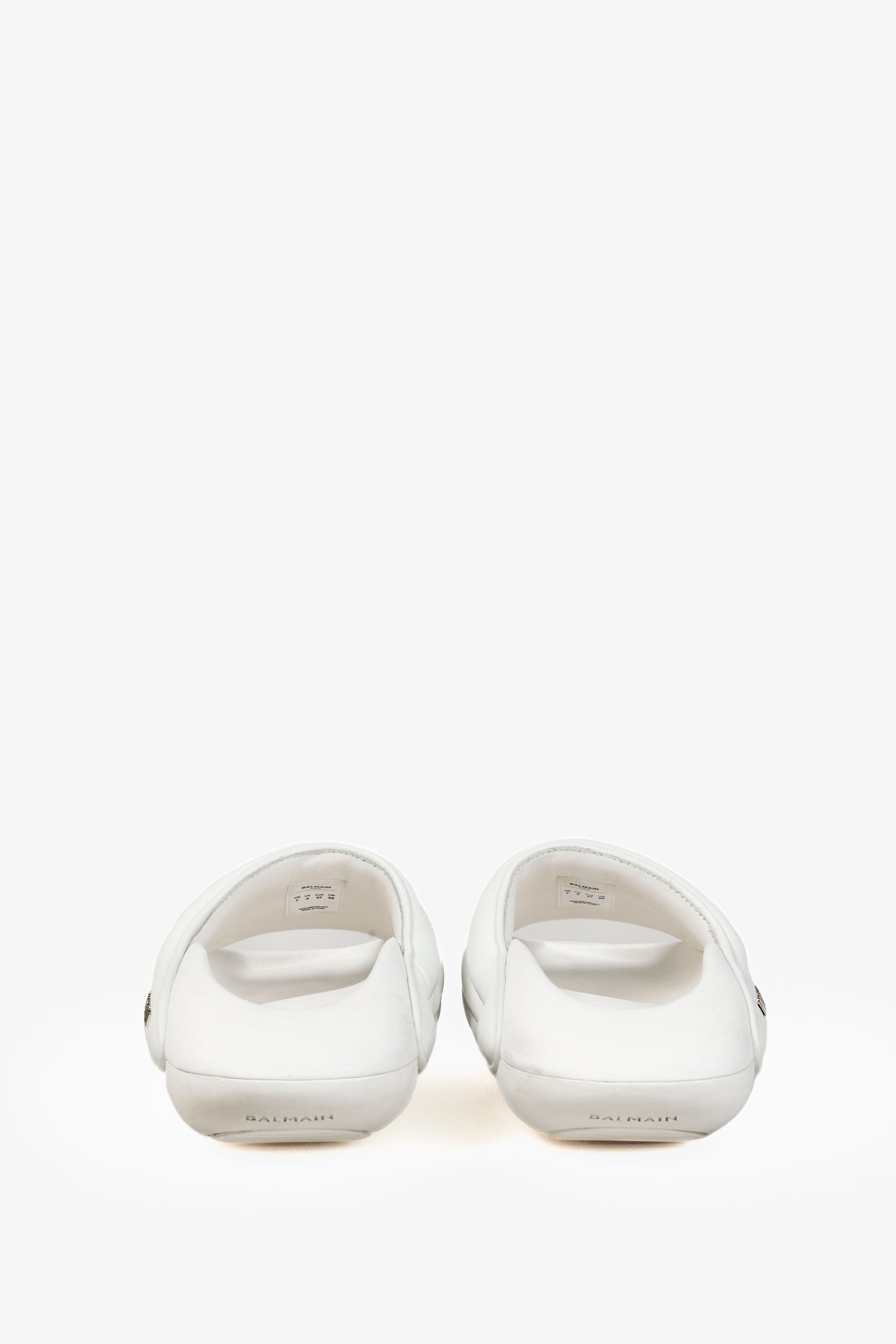 Balmain YN1VL699LPQP0A White Leather B-It Padded Mules