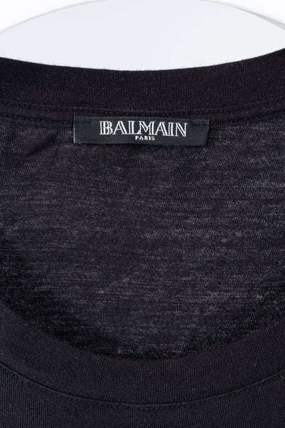 Balmain Black Cotton "#Balmain Army" Graphic Muscle Tank
