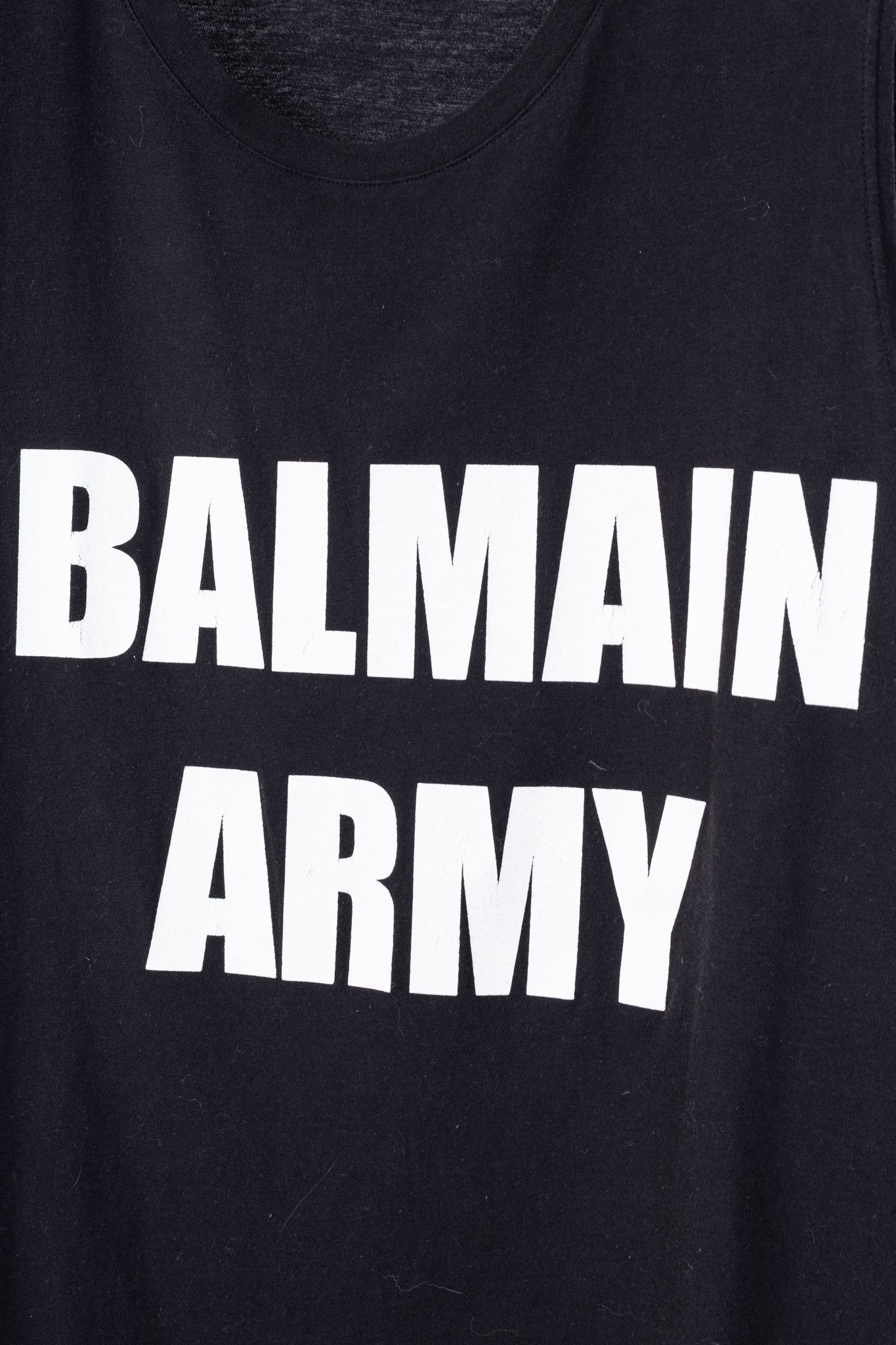 Balmain Black Cotton "#Balmain Army" Graphic Muscle Tank