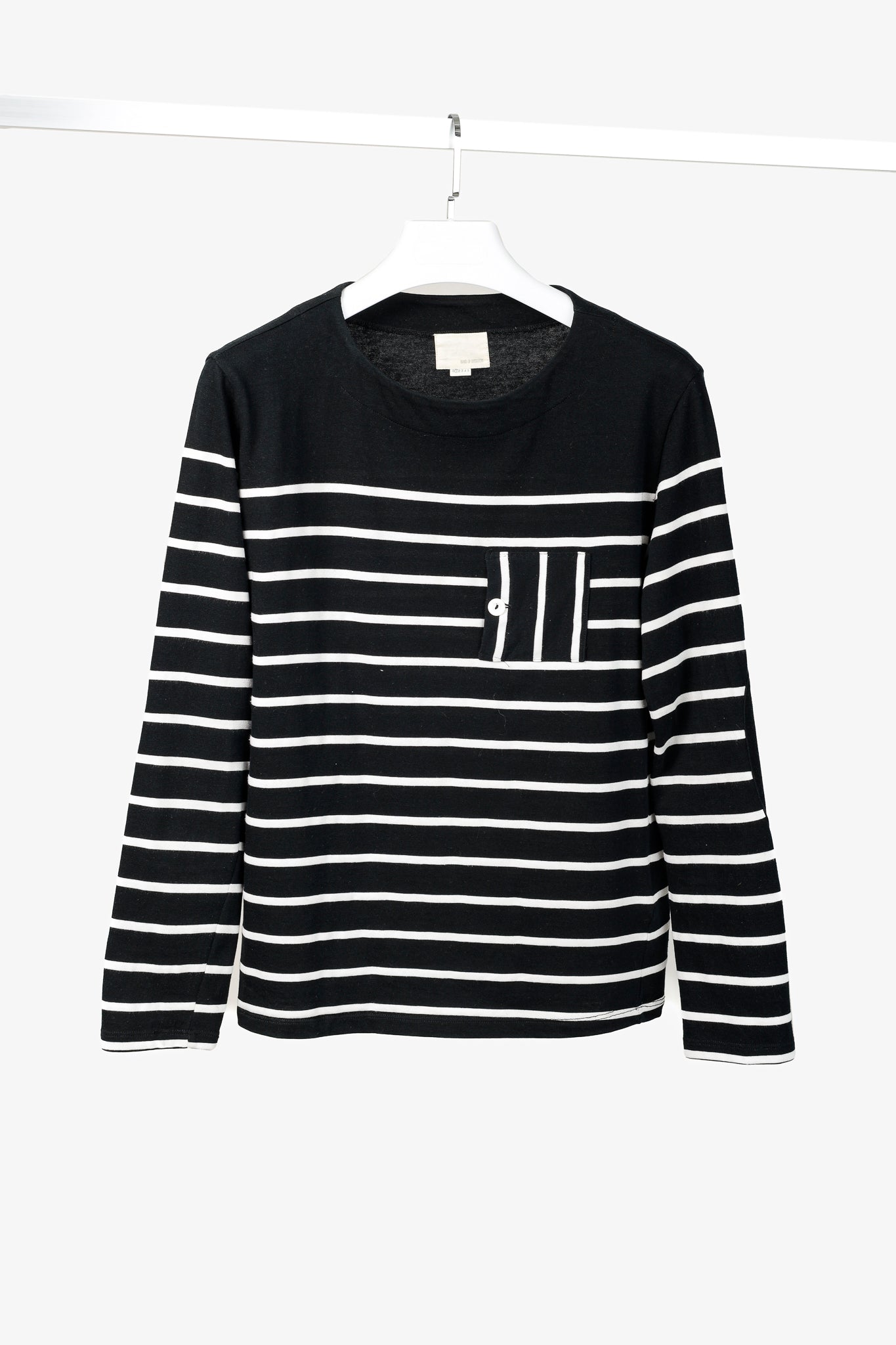 Band of Outsiders Black & White Striped Cotton 3/4-Sleeve T-Shirt