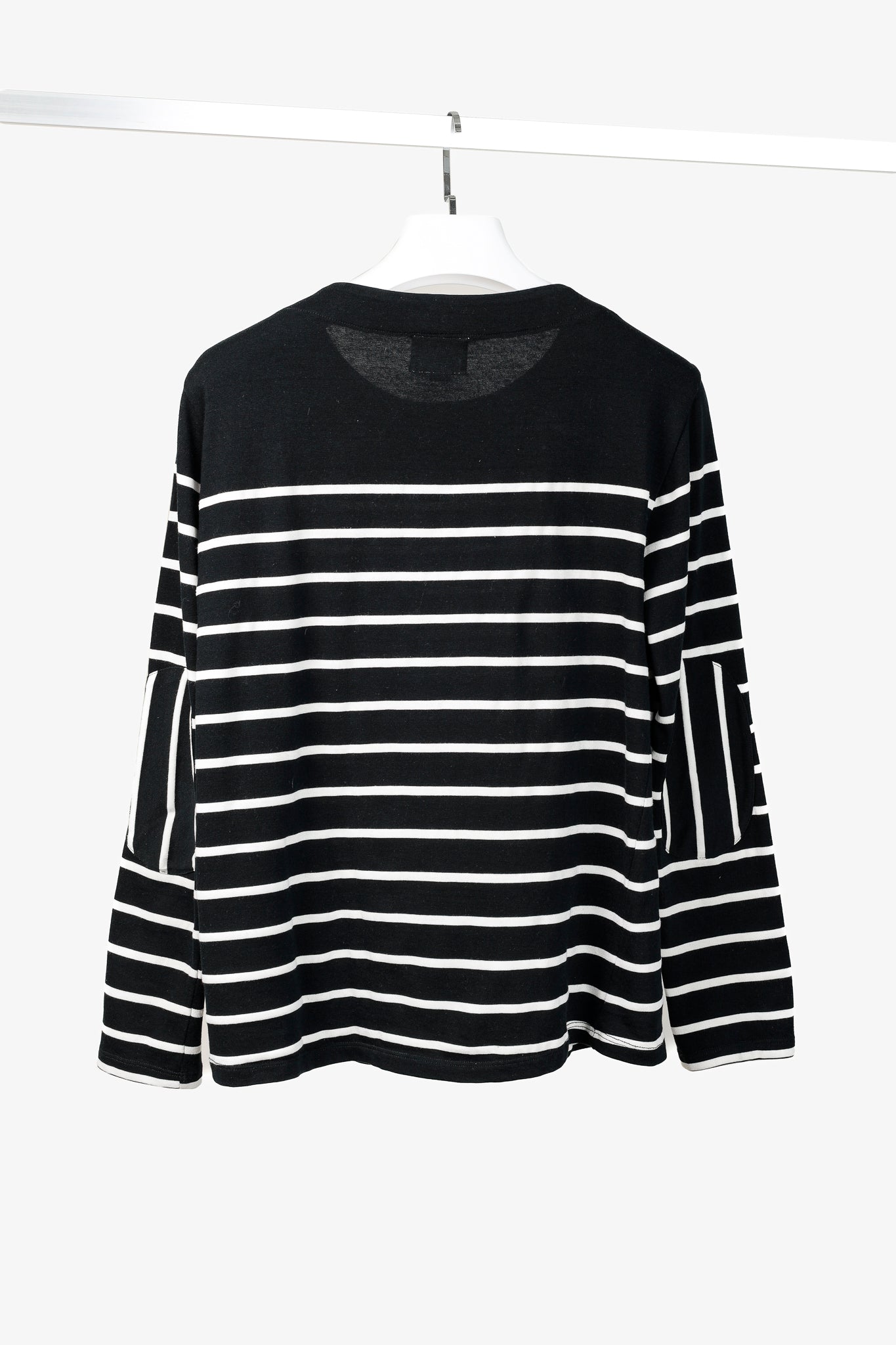 Band of Outsiders Black & White Striped Cotton 3/4-Sleeve T-Shirt