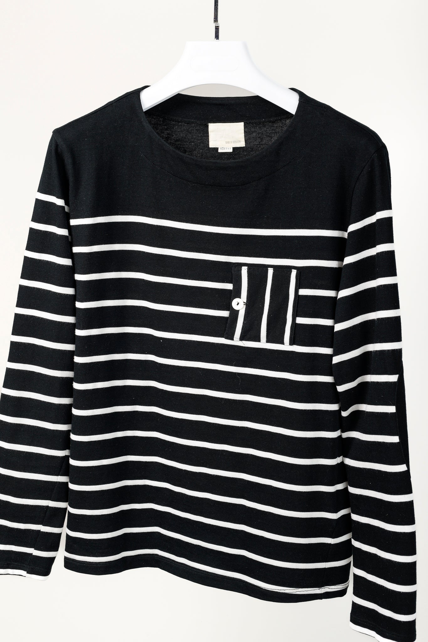 Band of Outsiders Black & White Striped Cotton 3/4-Sleeve T-Shirt