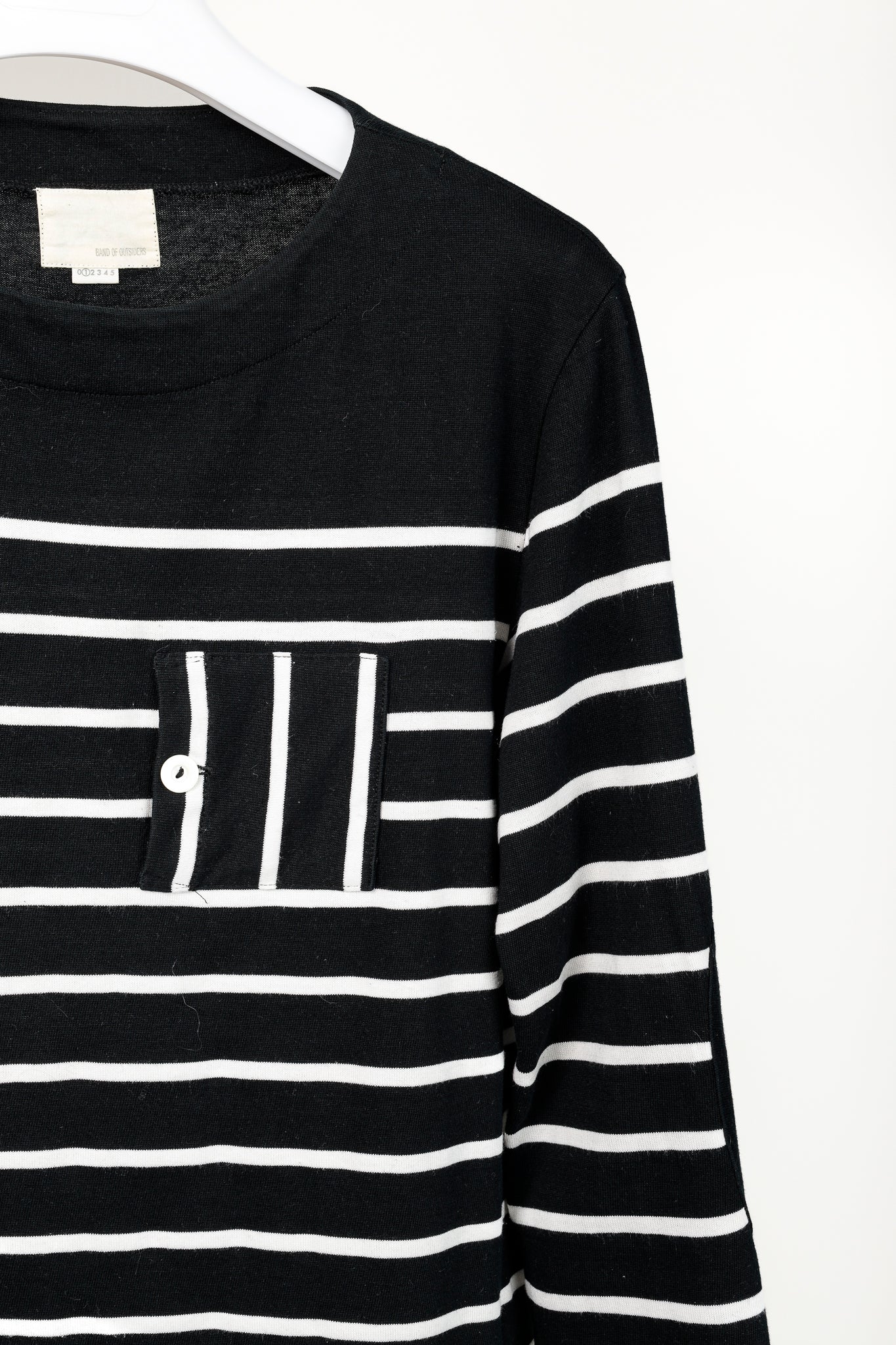 Band of Outsiders Black & White Striped Cotton 3/4-Sleeve T-Shirt