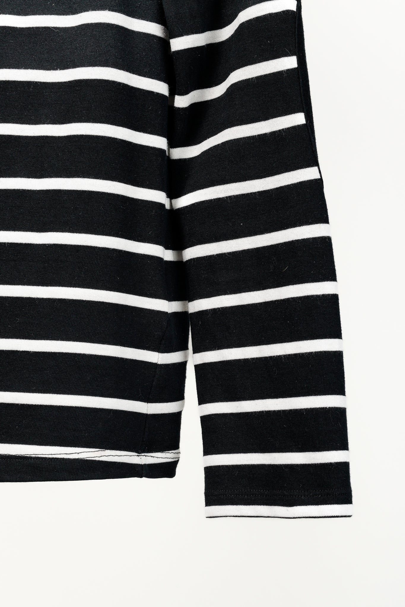 Band of Outsiders Black & White Striped Cotton 3/4-Sleeve T-Shirt