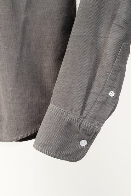 Band of Outsiders Grey Corduroy Button-Up Shirt