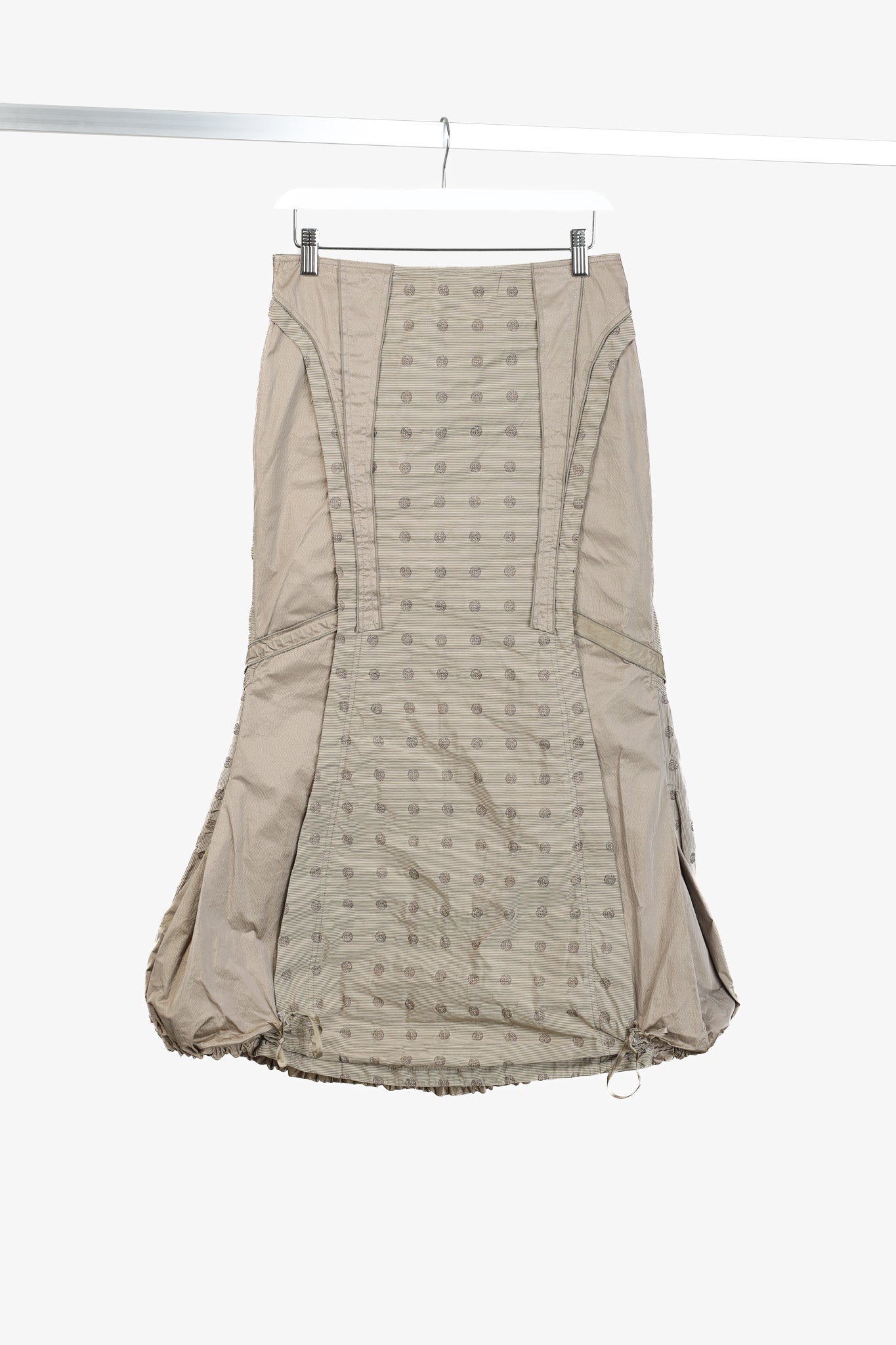 Beate Heymann Beige Taffeta Patchwork Bubble Midi Skirt