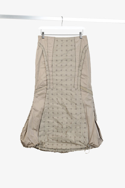 Beate Heymann Beige Taffeta Patchwork Bubble Midi Skirt