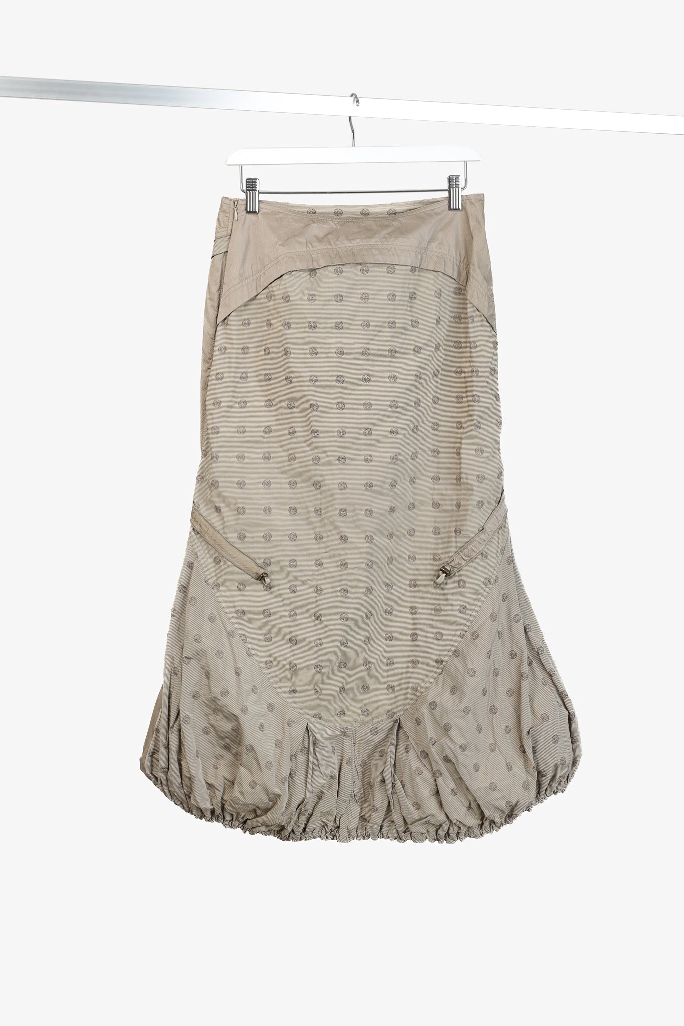 Beate Heymann Beige Taffeta Patchwork Bubble Midi Skirt