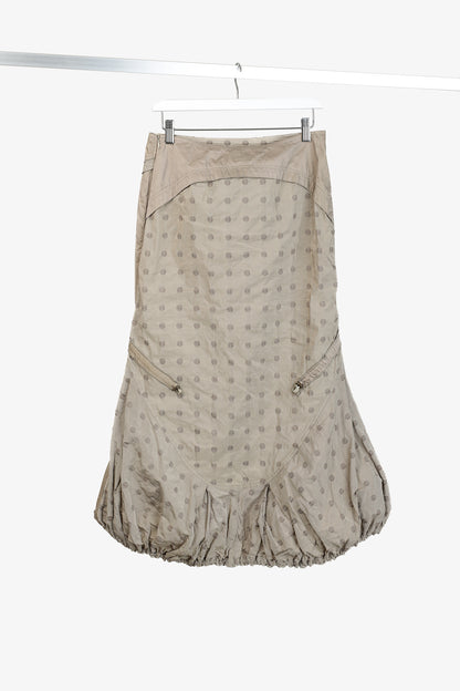Beate Heymann Beige Taffeta Patchwork Bubble Midi Skirt