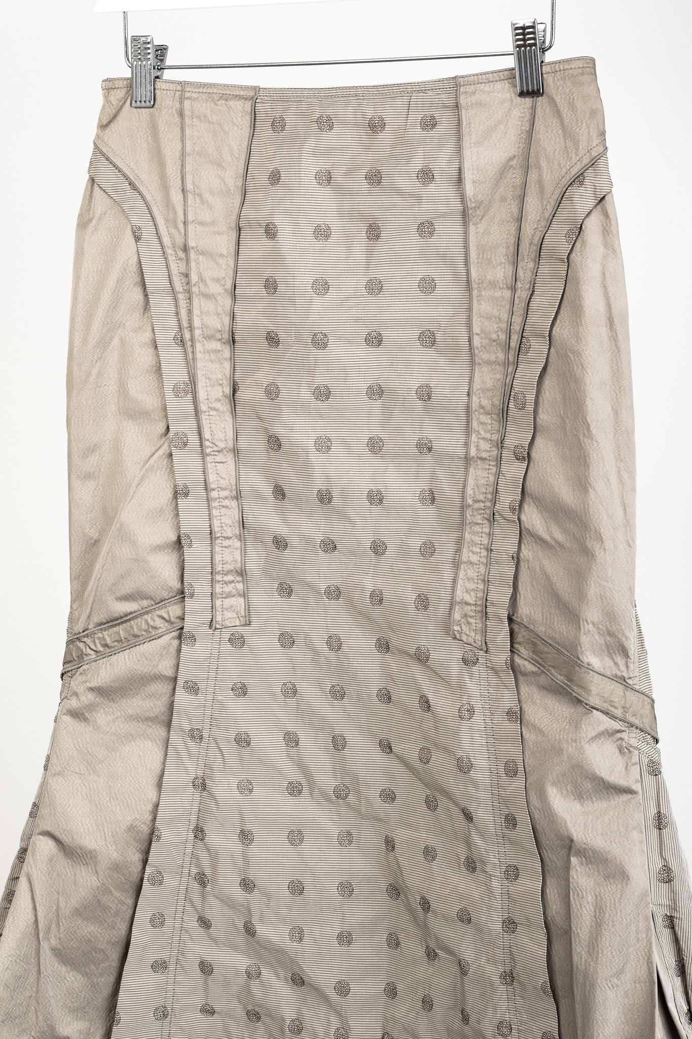 Beate Heymann Beige Taffeta Patchwork Bubble Midi Skirt