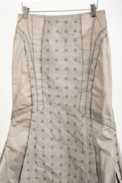 Beate Heymann Beige Taffeta Patchwork Bubble Midi Skirt