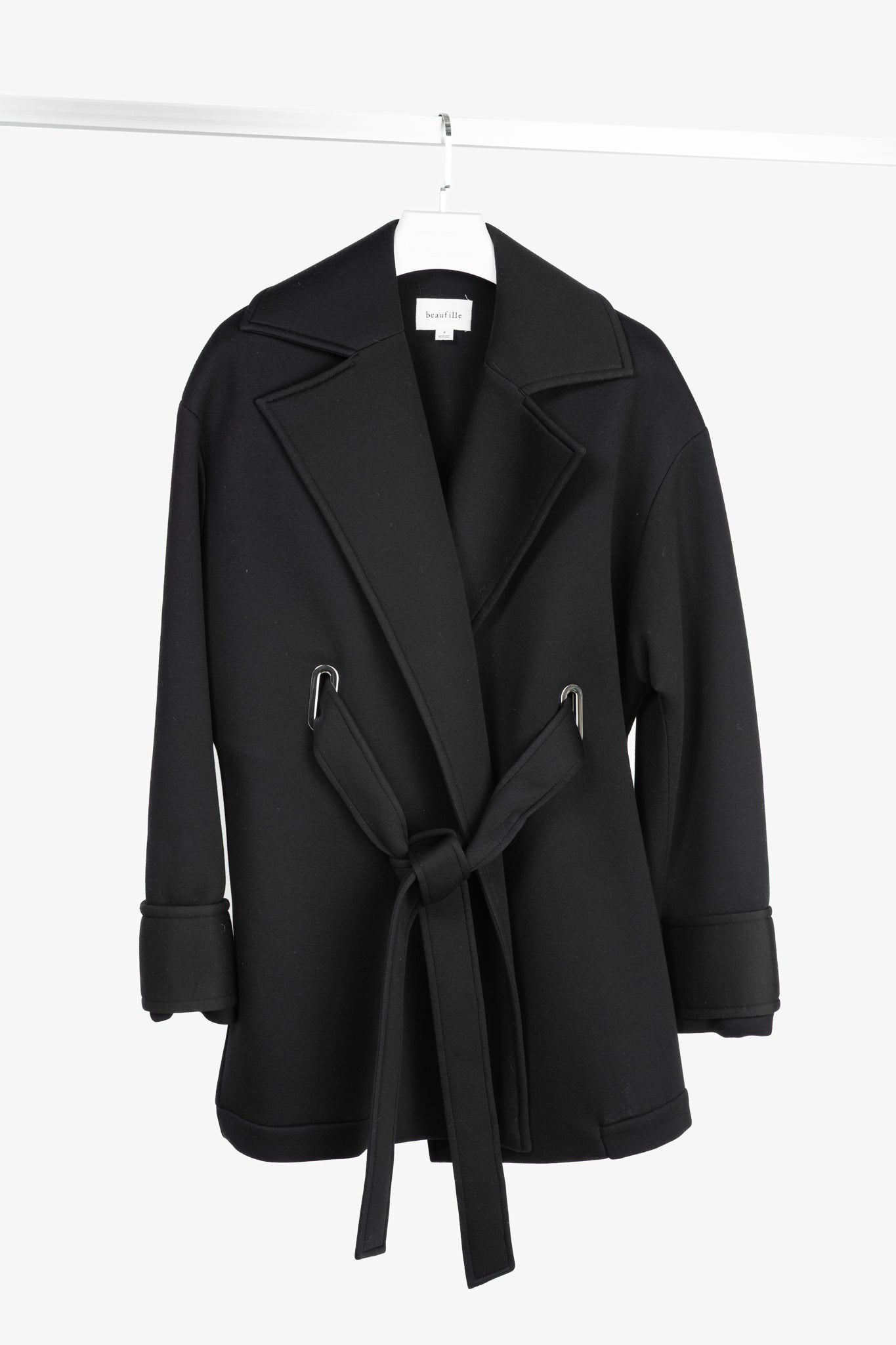 Beaufille Phoenix Black Modal-Neoprene Oversized Wrap Jacket