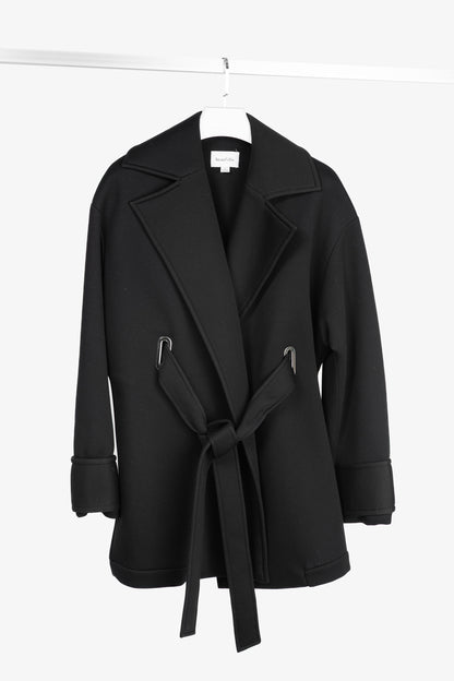 Beaufille Phoenix Black Modal-Neoprene Oversized Wrap Jacket