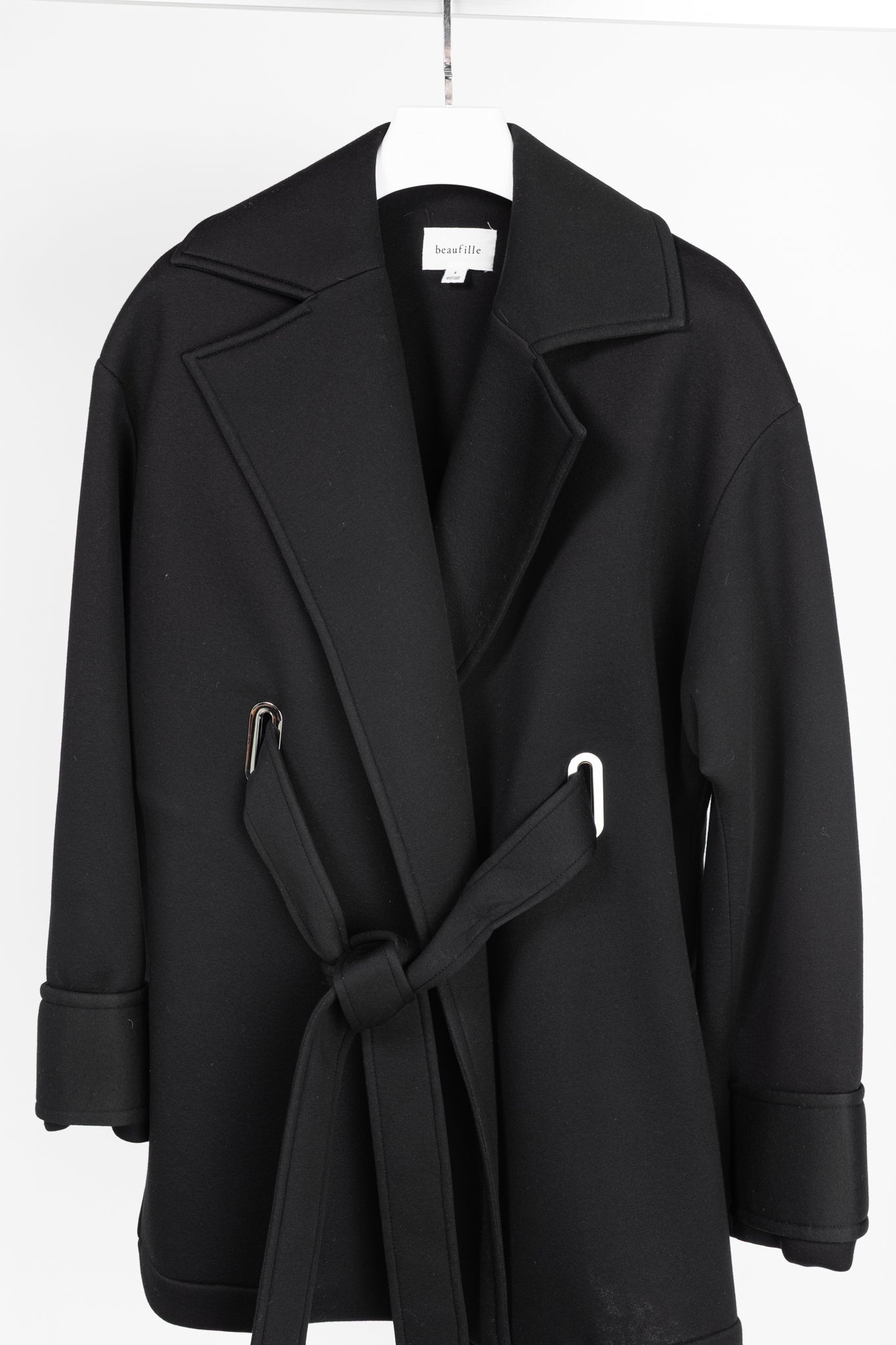 Beaufille Phoenix Black Modal-Neoprene Oversized Wrap Jacket