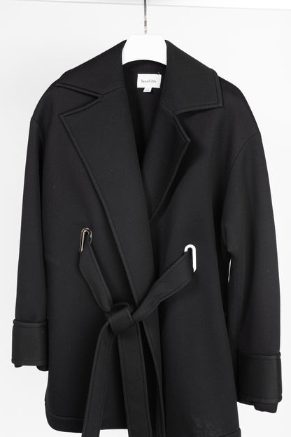 Beaufille Phoenix Black Modal-Neoprene Oversized Wrap Jacket
