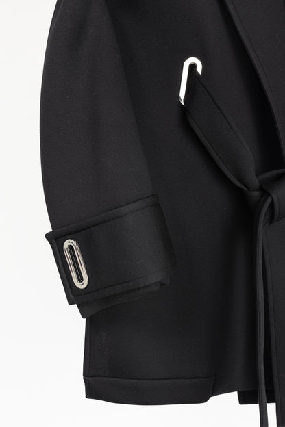 Beaufille Phoenix Black Modal-Neoprene Oversized Wrap Jacket