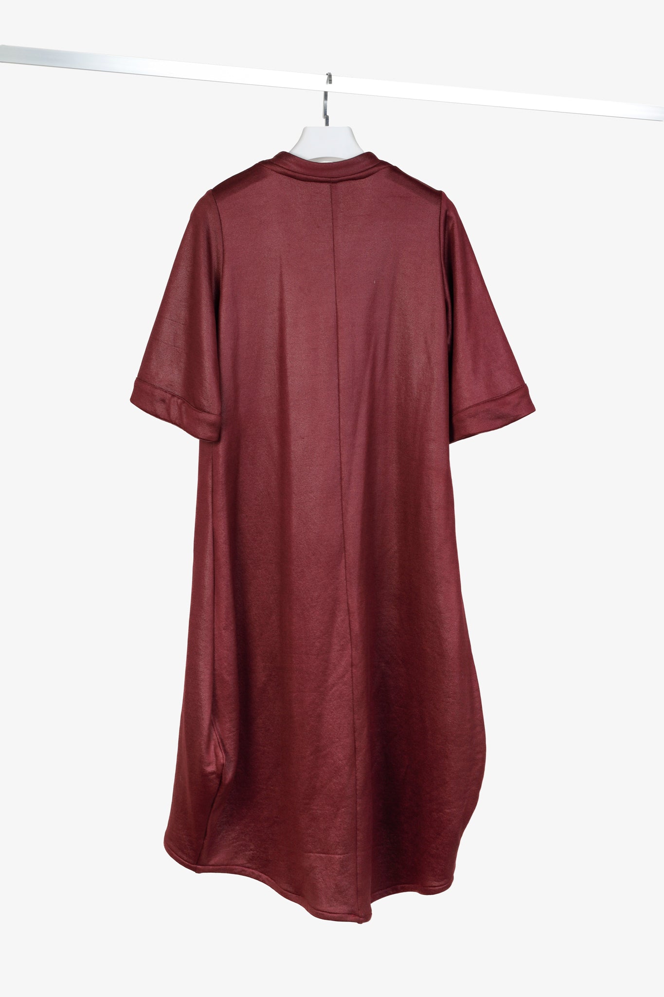 Bellinky Burgundy Shiny French Terry Maxi Dress