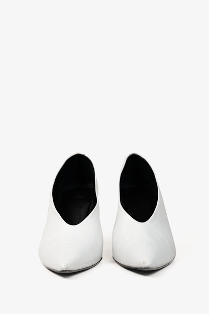 Billi Bi White Leather Pointed-Toe Pumps
