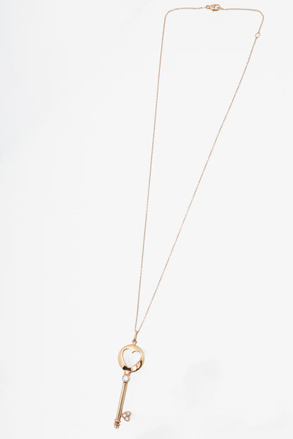 Birks 18k Gold Heart-Motif Key-Pendant Necklace