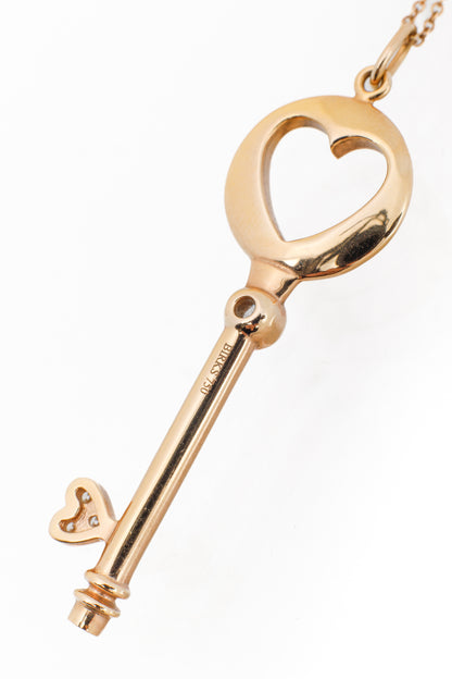 Birks 18k Gold Heart-Motif Key-Pendant Necklace