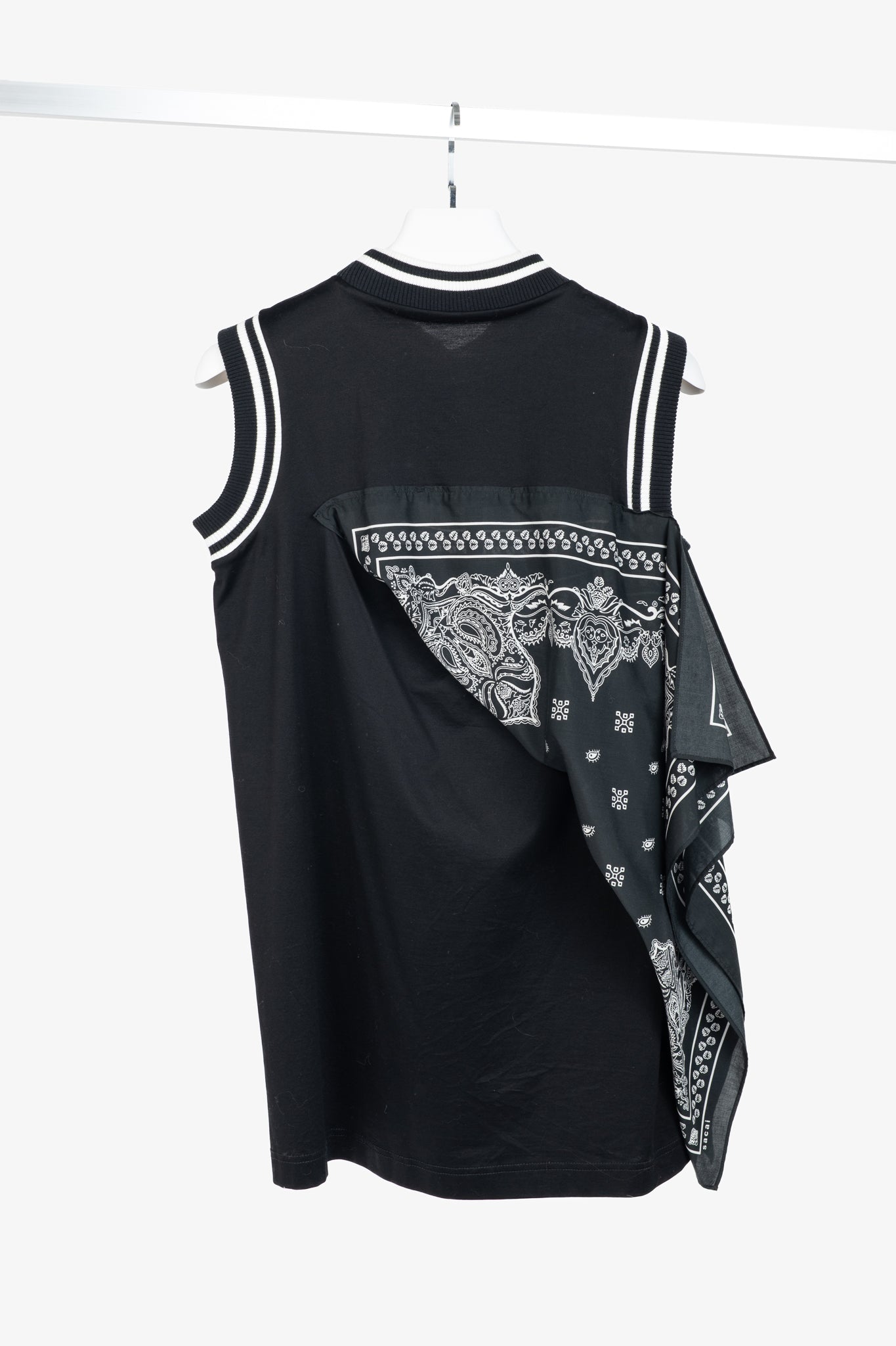 Sacai R/19 Black Cotton-Jersey Bandana-Drape Tank