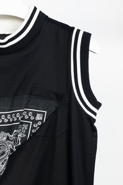 Sacai R/19 Black Cotton-Jersey Bandana-Drape Tank