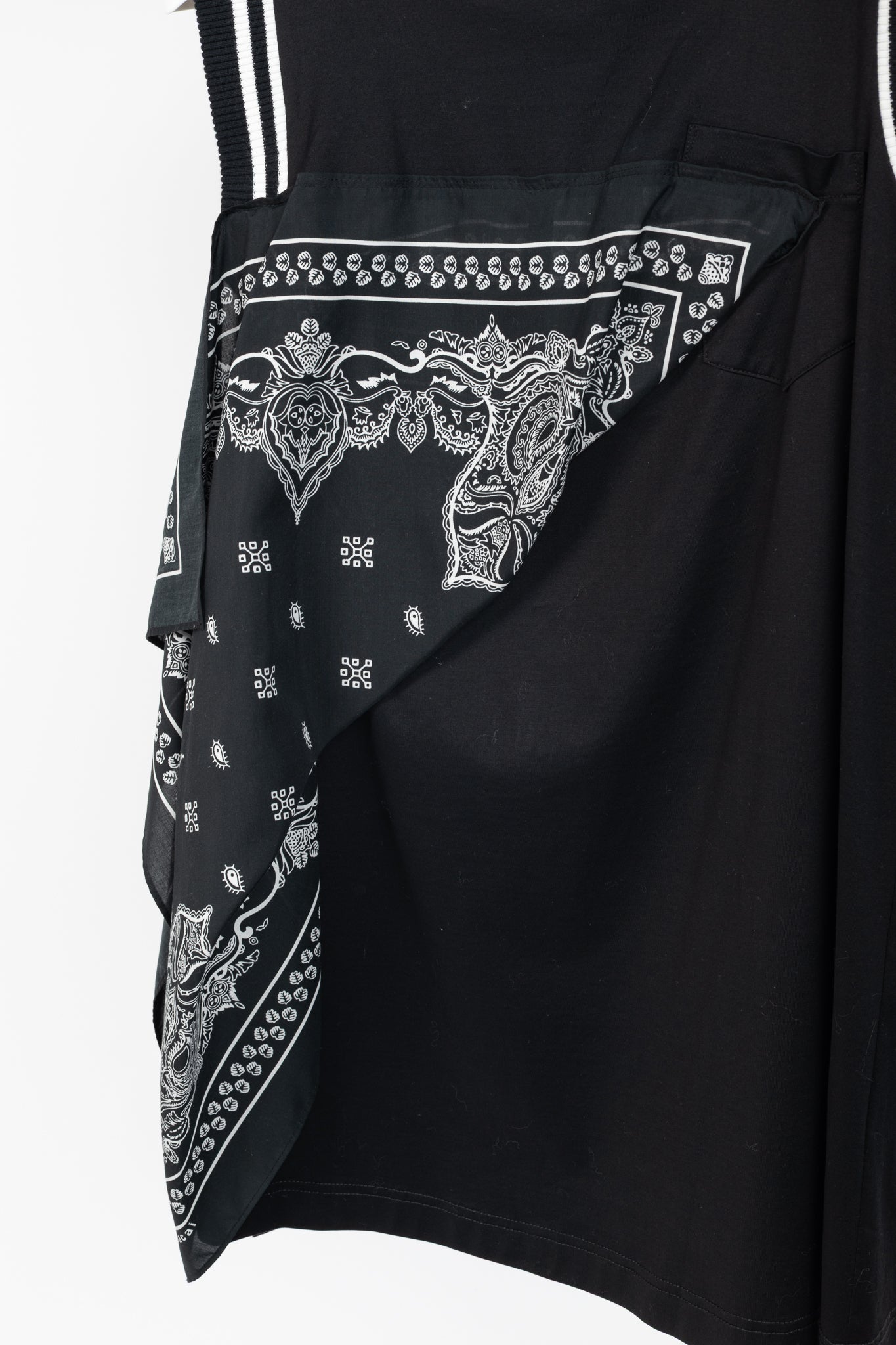 Sacai R/19 Black Cotton-Jersey Bandana-Drape Tank