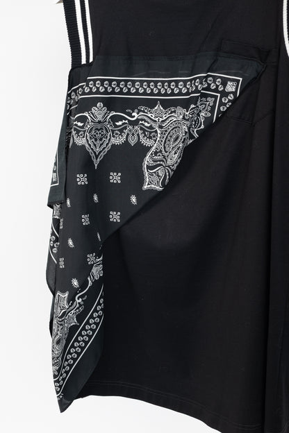 Sacai R/19 Black Cotton-Jersey Bandana-Drape Tank