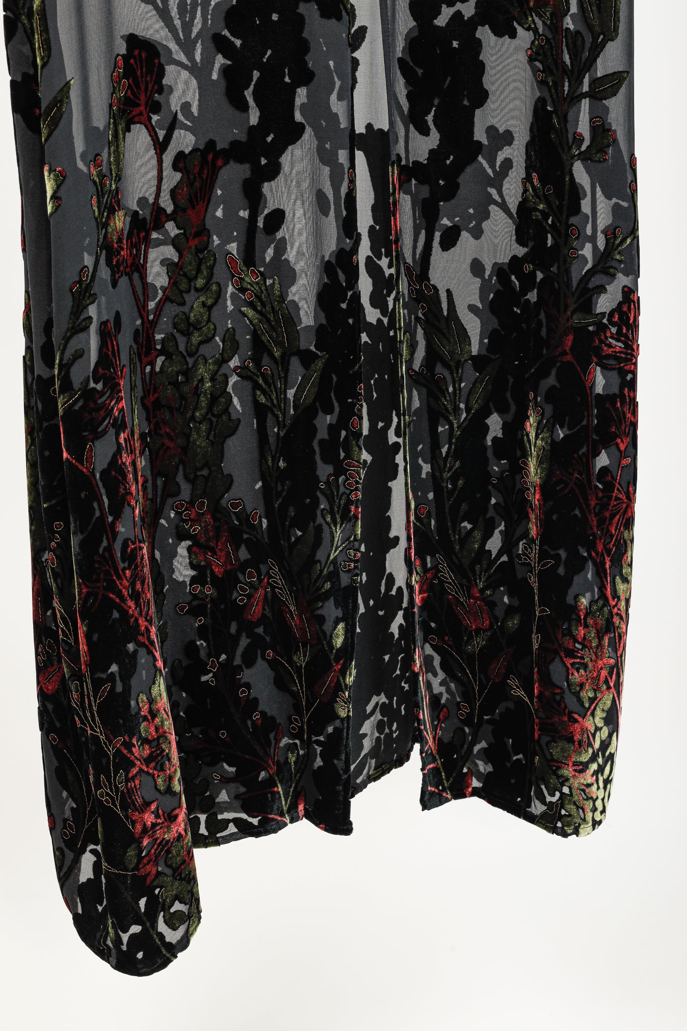 Citron Santa Monica Black Sheer Floral-Burnout Velvet Duster