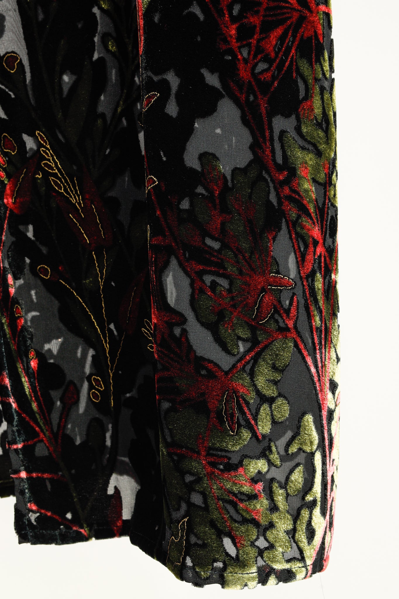 Citron Santa Monica Black Sheer Floral-Burnout Velvet Duster