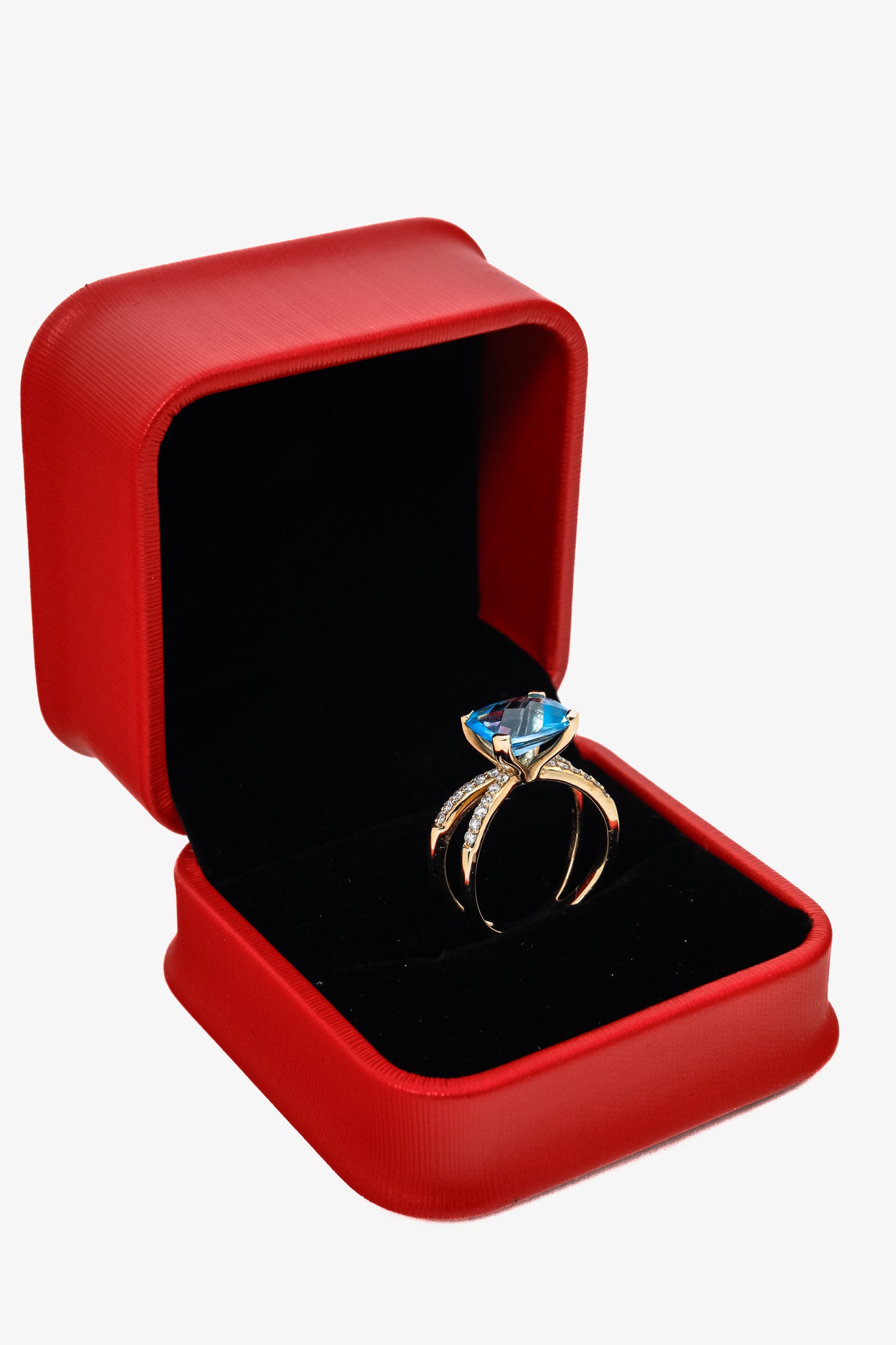 14K Yellow Gold & Blue Topaz Ring
