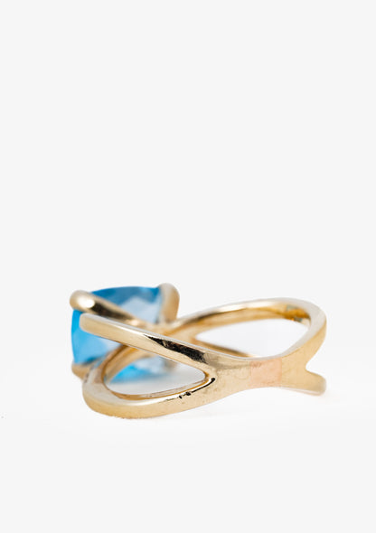 14K Yellow Gold & Blue Topaz Ring